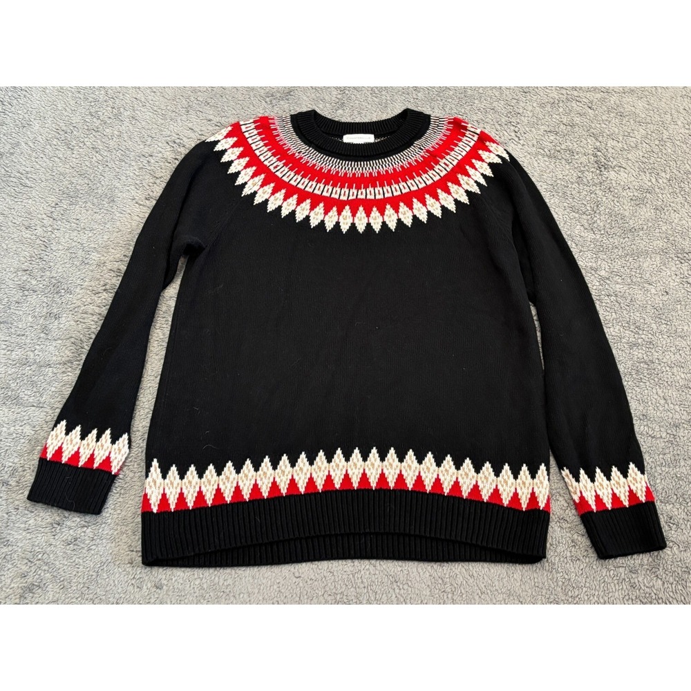 Charter Club Sweater Mens Medium Blue Fair Isle Knit Nordic Pattern Pullover